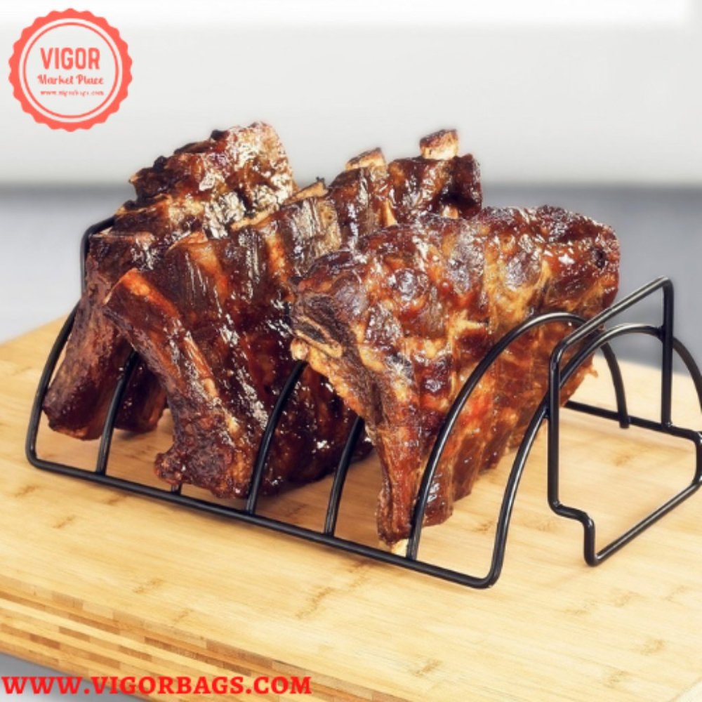 BBQ Chicken Drumsticks Rack Stainless Steel & BBQ Rib Rack Non Stick Rib Roast R - Picture 9 of 12
